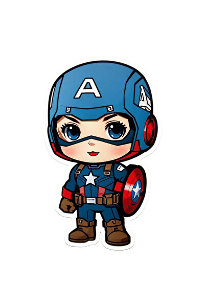 INOVATIX Set de 8 autocolante cu fața Căpitanului America, INOVATIX®. 6 cm