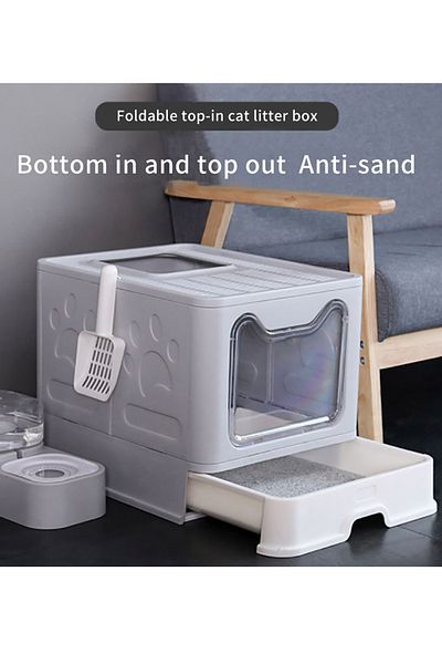 KidLe Two-way Foldable Drawer Type Cat Litter Box