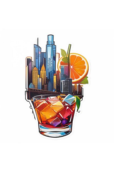 INOVATIX Set de 8 piese, autocolant Manhattan Cocktail, INOVATIX®. 6 cm