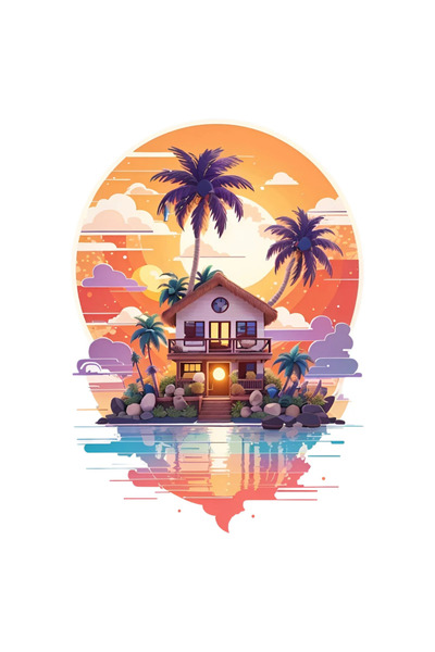 INOVATIX Set of 8, Seaside House Sticker, INOVATIX®. 6 cm