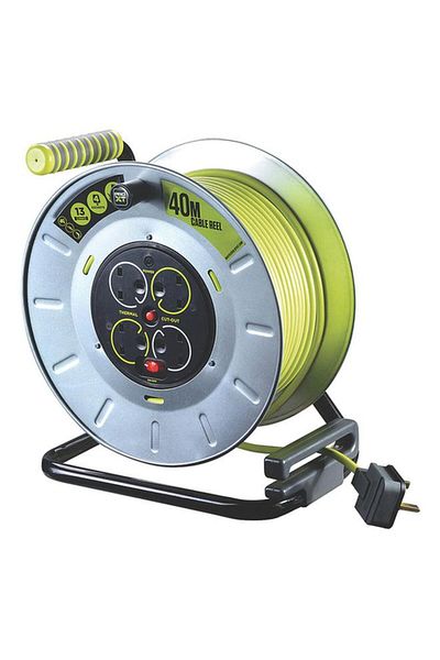 Generic MASTERPLUG ProXT 4-Way Extension Cable Reel Green and Silver 40m