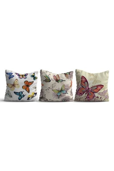 Lenjerii Deosebite Set 3 decorative pillowcases 43x43cm, Butterflies