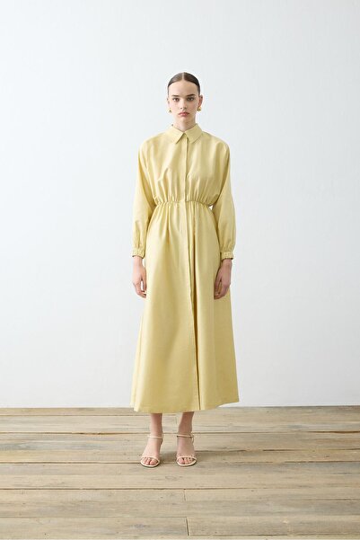 TERZİ DÜKKANI STİLA KOTON ELBİSE SARI