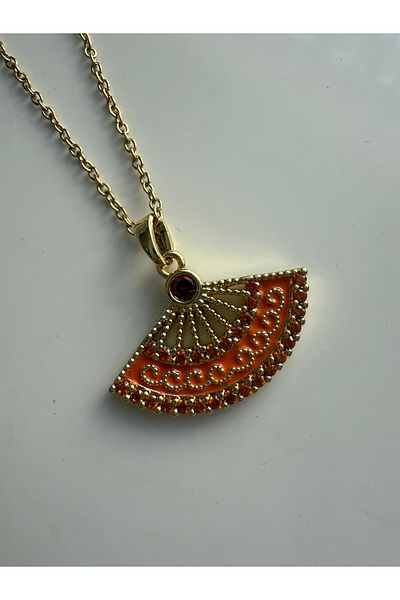 HOUSEKİ Steel Red Fan Necklace