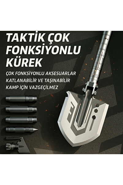 Prime Katlanabilir Çok İşlevli Taktik Kamp Küreği - Gri