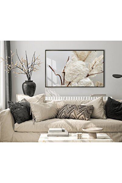 Harikabirev HARİKABİREV | FRUNZĂ DE FLORI USCATE CREAM | TABLO DE STICLA TEMP...