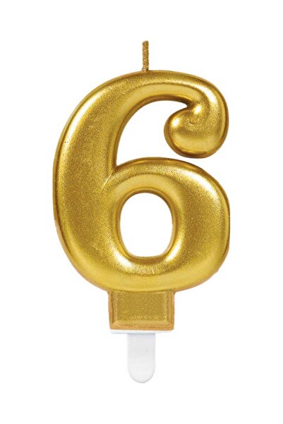 EFE PASTACILIK 6 Yaş Gold Renkli Rakamlı Doğum Günü Pastası Yaş Mumu –