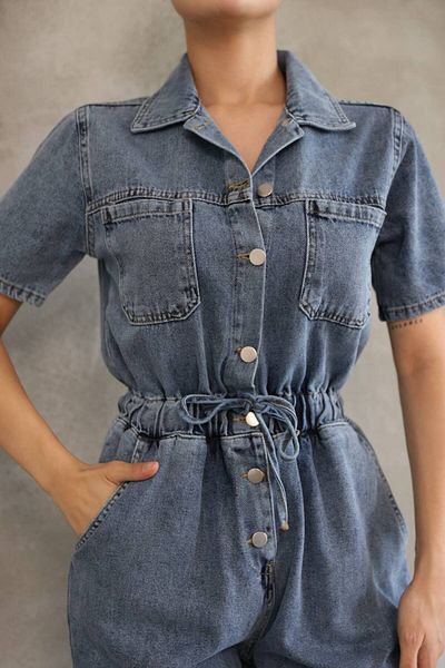FioriModa Salopetă Jean cu talie elastică