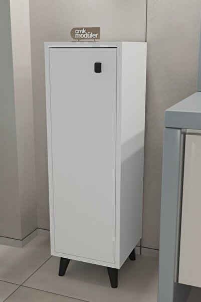 CMK Modüler Slim Tek Kapaklı 3 Raflı Banyo Dolabı Çok Amaçlı Raflı Dolap Havlu Dolabı Kiler Mutfak Dolabı