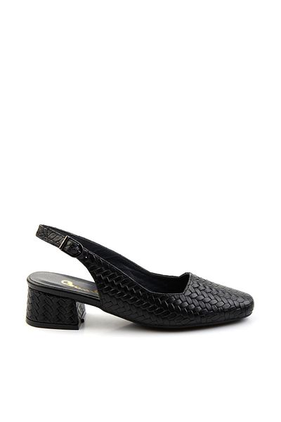 Bambi Black Leather Women's Classic Heeled Shoes K01531252216