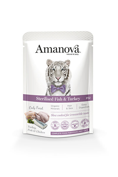 Amanova Pouch Cat Sterilised Fish & Turkey Wet Food 85g Pack Of 6