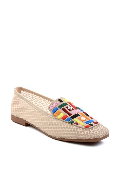 Bambi Beige Multicolored Women's Ballerinas K01641021122
