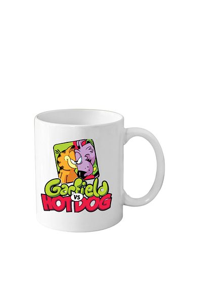OEM Cana din ceramica haioasa desene animate vechi, 330 ml, alba, tematica Garfield