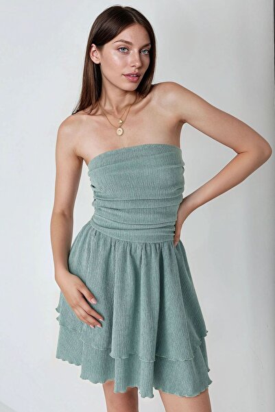 Hiccup Μίνι φόρεμα με στράπλες βολάν με γιπέλ στην πλάτη