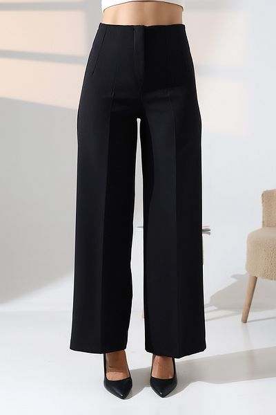 ZEYCEN Women's High Waist Lycra Fabric Pleated Palazzo Pants