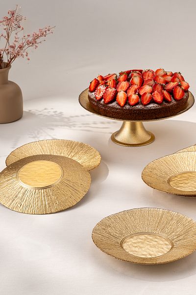 Emsan Golden 7 Piece Glass Cake / Dessert Set