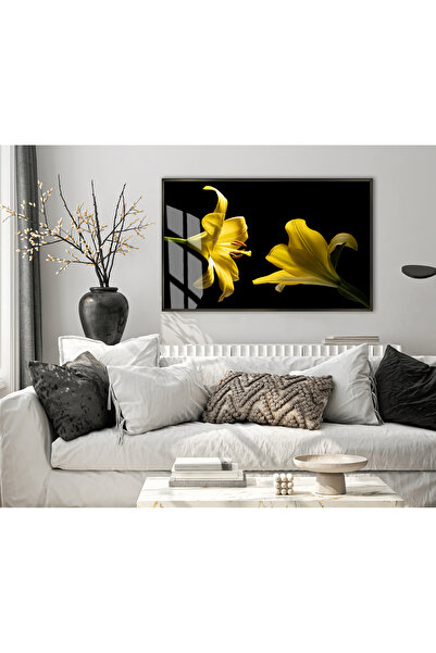 Harikabirev HARİKABİREV | MODEL LILY GALBENĂ | TABLO DE STICLA TEMPLATA CU CADRU ORIZONTAL