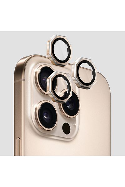 Fibaks واقي عدسة الكاميرا من التيتانيوم الصحراوي ثماني الأضلاع المتوافق مع Apple iPhone 16 Pro وiPhone 16 Pro Max