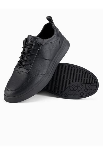 OMBRE Einfarbige Herrenschuhe im Sportstil mit Nähten - schwarz V4 OM-FOCS-0159 44