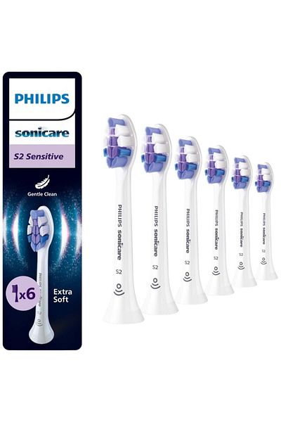 Philips Sonicare Sensitive HX6056/87 refills, 6-pack brush heads, Standard, click-on, White