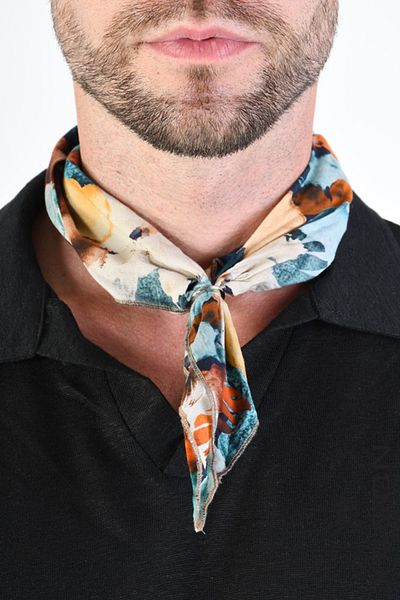 EXAGON PRINTED COTTON SCARF - XAGON - GREEN, ONE SIZE