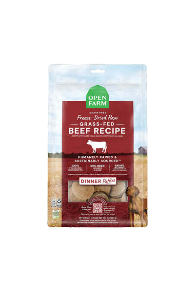 Open Farm طعام جاف للكلاب من لحم البقر الخام المجفف بالتجميد والمُغذّى على ال...