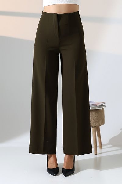ZEYCEN Women's High Waist Lycra Fabric Pleated Palazzo Pants