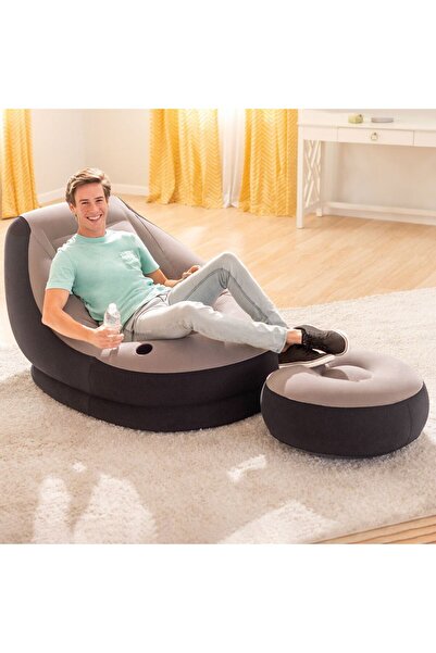 OEM Set Inflatable Armchair with Footrest, Gray