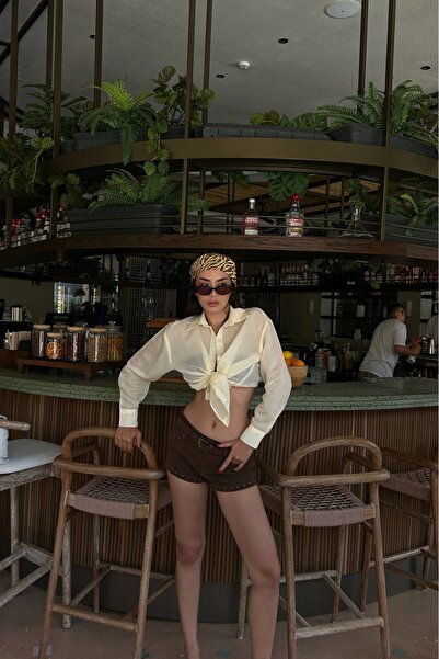 Eka Cămașă galbenă cu dungi transparente pentru femei 1006-6876