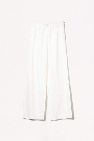 Bershka Linen blend trousers with an elasticated waistband
