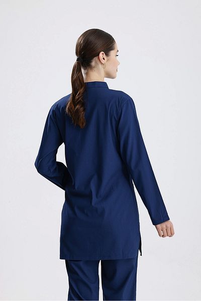 Moodamedikal Indigo Blue Surgical Hijab Team Lycra Fabric Judge Collar Jersey