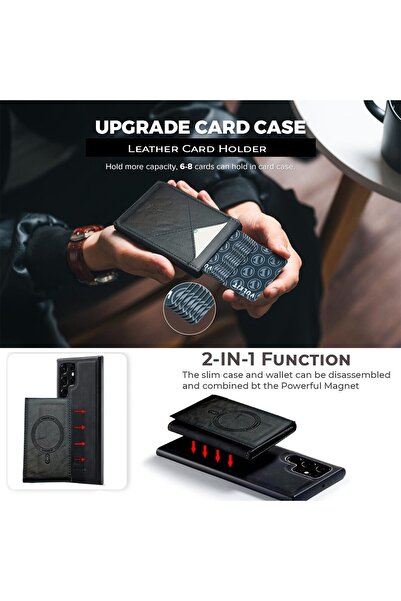 Limitless Magnetic Wallet, Magnetic Stand for iPhone, 4 Slot Leather Card Holder, Adjustable Stand S