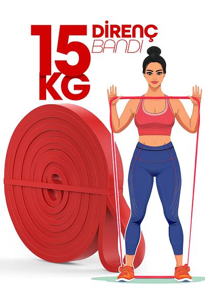 Venenon 15kg Barfiks Lastiği Gym Resistance Band Training Muscle Building Band Red (Medium Hard)