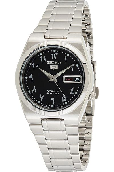 Seiko Men's Black Dial Stainless Steel Band Watch - Snk063J5