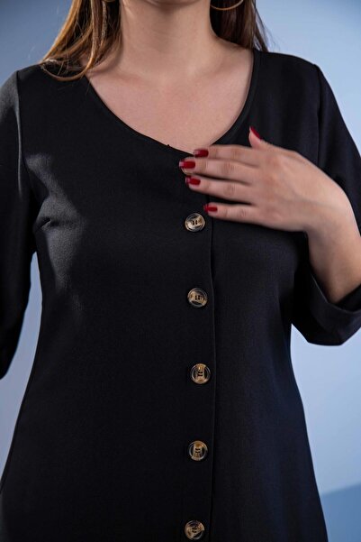 Roxxlen 3330447 Γυναικείο φόρεμα με κουμπιά μπροστά μαύρο