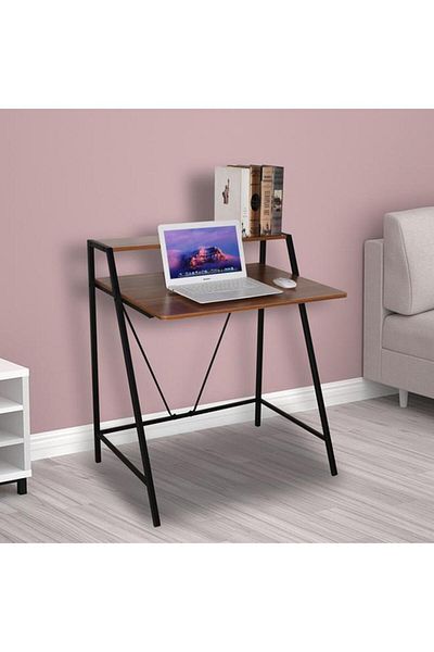 Generic Micasa Rectangular Shape Computer Desk Walnut and Black