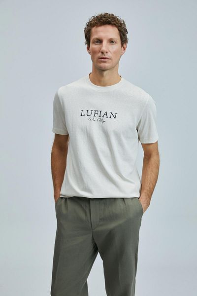 Lufian Ανδρικό μπλουζάκι εκρού Love Regular Fit (111020238)