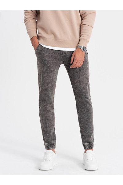 OMBRE Marmorierte Jogginghose aus Denim für Herren - Grau V3 OM-PADJ-0133 S