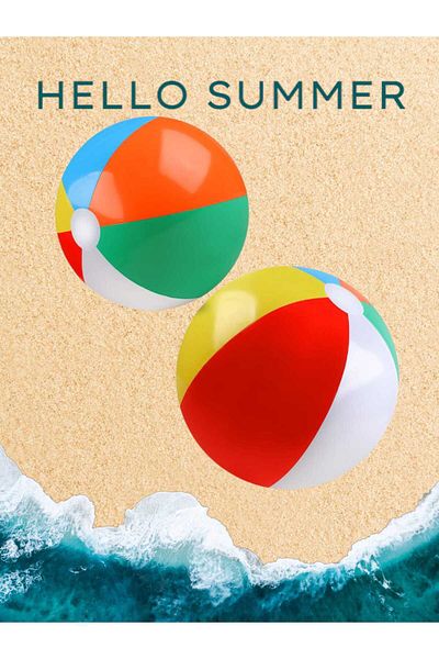 OEM Set of 2 Inflatable Beach Balls, 36 cm, Multicolor, 3+