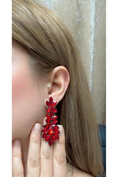 ZEYNVA Big Red Evening Dress Earrings