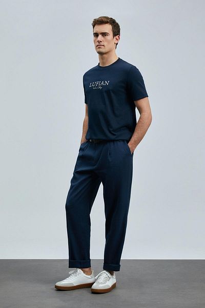 Lufian Ανδρικό μπλουζάκι Love Regular Fit Navy Blue (111020238)