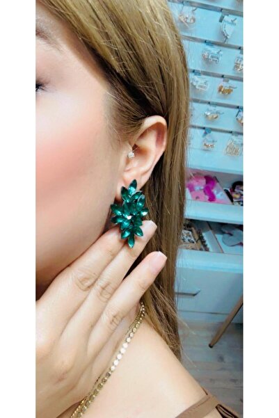 ZEYNVA Green Evening Dress Earrings