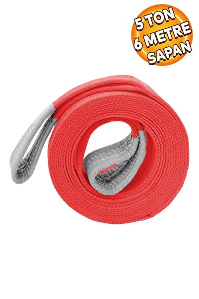 Badem10 Sapan Polyester Spanzet 5 Ton 6 Metre Kırmızı Sağlam Yük Kaldırma Taş...