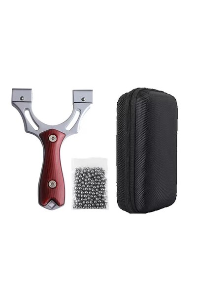 Globalport Retail Professional aluminum slingshot 120x80x30 mm with laser, slingshot, box and 100 steel balls