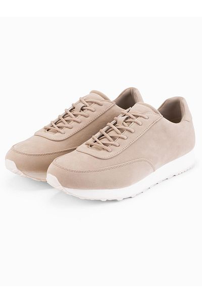 OMBRE Sportliche Herren-Sneaker aus Leder mit Wildleder-Finish - Sand V4 OM-FOCS-0161 45