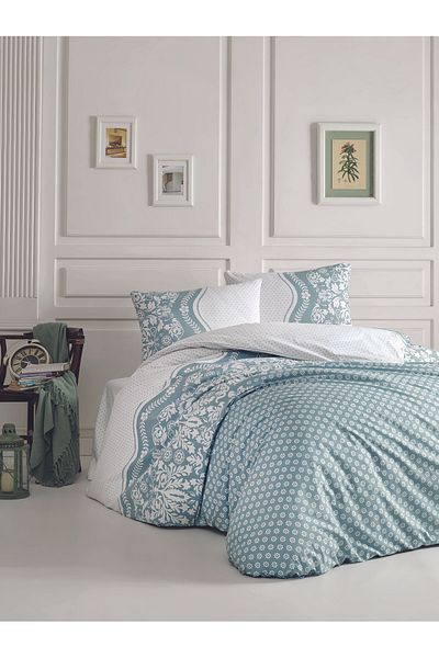 YÜNTEKS Crystal Ranforce Boxed Duvet Cover Set Single Dafne Gray