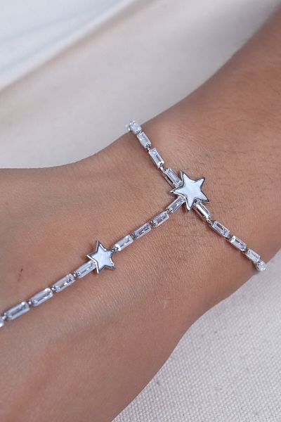 Süspüs Accessories شاحمران على شكل نجمة باجيت حجرية فضية اللون