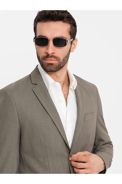 OMBRE Elegantes Herrensakko SLIM FIT mit Viskose - oliv V5 OM-BLZB-0135 XL