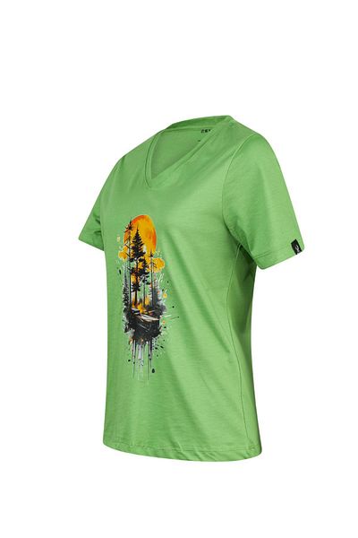 2AS Tricou pentru femei cu decolteu în V cu imprimeu Alone 413