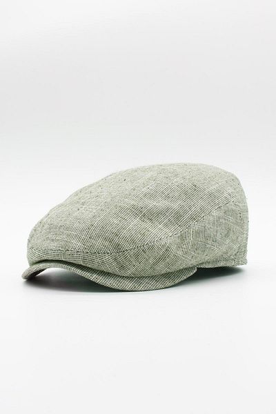 Külah Men's Linen Premium Light Green Hat Summer Flat Cap Cap